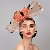 cheap Fascinators-Elegant &amp; Luxurious Feather Linen Rayon Kentucky Derby Hat Fascinators Headpiece with Feather Floral Flower 1PC Melbourne Cup Wedding Horse Race Ladies Day Headpiece dress Race Day Dress 2025