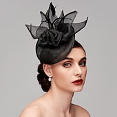 economico Fascinator-Fascinator Cappelli Rete Cappello Kentucky Derby Copricapo Fascinators con Fiore in Piuma 1PC Matrimonio Corsa di Cavalli Giornata delle Donne Melbourne Cup Copricapo abito per impressionare Abito
