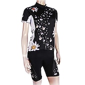 voordelige Herenkleding sets-Dames Korte mouw Wielrenshirt met shorts Zomer Nylon Elastaan Polyester Wit Zwart Flora Botanisch Grappig Fietsen Short / Broekje Shirt Gewatteerde shorts waterdicht 3D-pad Ademend / Gevorderd