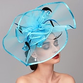 cheap Fascinators-Elegant &amp; Luxurious Feather Linen Rayon Kentucky Derby Hat Fascinators Headpiece with Feather Floral Flower 1PC Melbourne Cup Wedding Horse Race Ladies Day Headpiece dress Race Day Dress 2025