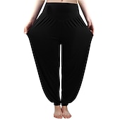 voordelige wijde pijpen en hoge taille-dames harembroek ademend sneldrogend vochtafvoerend zumba buikdans yoga bloeiers bodems licht paars wit zwart modal spandex plus size sport activewear hoge elasticiteit losse pasvorm