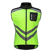 voordelige Herenjassen &amp; Gilets-WOSAWE Voor heren Wielrenvest Mouwloos Bergracen Wegwielrennen Marine Zwart Groen Fietsen Ves / Mouwloos Shirt Winddicht Reflecterende strips Achterzak Sport Effen Kleur Kleding / Gevorderd / Rekbaar
