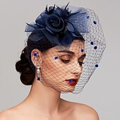 preiswerte Faszinator-Feder-/Netz-Fascinator, Kentucky-Derby-Hut/Kopfschmuck mit Feder, Blumenmuster, 1 Stück, Hochzeit, besonderer Anlass, Pferderennen-Kopfschmuck