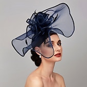 cheap Fascinators-Elegant &amp; Luxurious Feather Linen Rayon Kentucky Derby Hat Fascinators Headpiece with Feather Floral Flower 1PC Melbourne Cup Wedding Horse Race Ladies Day Headpiece dress Race Day Dress 2025