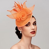 economico Fascinator-Fascinator Cappelli Rete Cappello Kentucky Derby Copricapo Fascinators con Fiore in Piuma 1PC Matrimonio Corsa di Cavalli Giornata delle Donne Melbourne Cup Copricapo abito per impressionare Abito