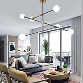 abordables Lustres style Spoutnik-6 lumières 100 cm Lustre Métal Verre Spoutnik Doré Finitions Peintes contemporain Artistique 110-120V 110-240 V