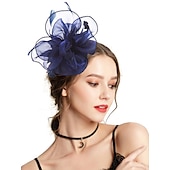 abordables Tocados-Fascinadores Tocado de Tul Fiesta de Té Carreras de Caballos Día de Damas Elegante Retro con Tocado de Flor y Pluma vestido para impresionar vestido para el día de carreras