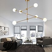abordables Lustres style Spoutnik-6 lumières 100 cm Lustre Métal Verre Spoutnik Doré Finitions Peintes contemporain Artistique 110-120V 110-240 V