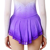 cheap Figure Skating Dresses-Figure Skating Dress Women's Girls' Ice Skating Dress Outfits Yan pink Golden yellow Violet Halo Dyeing Spandex Stretch Yarn Lace High Elasticity Professional Competition Skating Wear Handmade Fashion