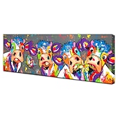 cheap Animal Paintings-Oil Painting 100% Handmade Hand Painted Wall Art On Canvas Colorful Cattles Animal Series Modern Abstract Home Decoration Decor Rolled Canvas No Frame Unstretched 150*50cm