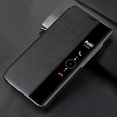 billiga Övriga telefonskal- och fodral-telefon fodral Till Huawei P40 P30 P20 Pro Lite Mate 40 30 20 Pro Honor 20 Pro Fodral Läderfodral Etui med lock Lucka med fönster Genomskinlig Solid färg Hårt PU läder