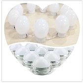 cheap Ring Lights-LED Makeup Vanity Lights Stick on Mirror with 10 dimmable Bulbs USB 4.6m 15ft Cable White