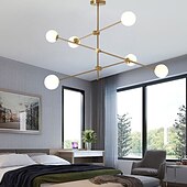 abordables Lustres style Spoutnik-6 lumières 100 cm Lustre Métal Verre Spoutnik Doré Finitions Peintes contemporain Artistique 110-120V 110-240 V
