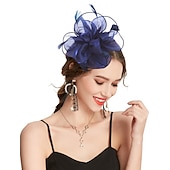 abordables Tocados-Fascinadores Tocado de Tul Fiesta de Té Carreras de Caballos Día de Damas Elegante Retro con Tocado de Flor y Pluma vestido para impresionar vestido para el día de carreras
