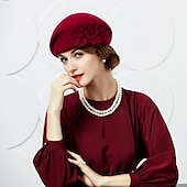 tanie Fascynatory i kapelusze-Czapki Wełna Beret Kapelusz Fedora Ślub Codzienny Herbaciane przyjęcie Kentucky Derby Wyścigi konne Elegancja Prosty Z Kwiaty Winieta Nakrycia Głowy