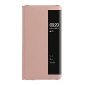 billiga Övriga telefonskal- och fodral-telefon fodral Till Huawei P40 P30 P20 Pro Lite Mate 40 30 20 Pro Honor 20 Pro Fodral Läderfodral Etui med lock Lucka med fönster Genomskinlig Solid färg Hårt PU läder