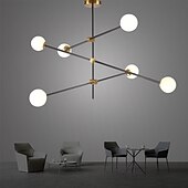 abordables Lustres style Spoutnik-6 lumières 100 cm Lustre Métal Verre Spoutnik Doré Finitions Peintes contemporain Artistique 110-120V 110-240 V