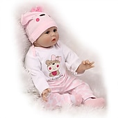 cheap Dolls-NPKCOLLECTION 22 inch Reborn Doll Baby &amp; Toddler Toy Baby Girl Reborn Baby Doll Newborn lifelike Lovely Parent-Child Interaction Hand Applied Eyelashes with Clothes and Acc for Girls Christmas Gift