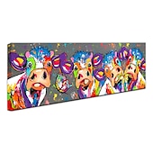 cheap Animal Paintings-Oil Painting 100% Handmade Hand Painted Wall Art On Canvas Colorful Cattles Animal Series Modern Abstract Home Decoration Decor Rolled Canvas No Frame Unstretched 150*50cm