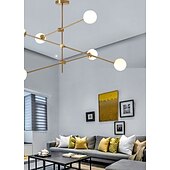 abordables Lustres style Spoutnik-6 lumières 100 cm Lustre Métal Verre Spoutnik Doré Finitions Peintes contemporain Artistique 110-120V 110-240 V