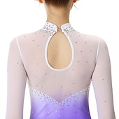cheap Figure Skating Dresses-Figure Skating Dress Women's Girls' Ice Skating Dress Outfits Yan pink Golden yellow Violet Halo Dyeing Spandex Stretch Yarn Lace High Elasticity Professional Competition Skating Wear Handmade Fashion