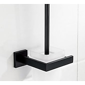 voordelige Toiletborstelhouders-toiletborstelhouder set nieuw design RVS mat zwarte toiletborstelhouder wandmontage 1st