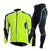 cheap Men&#039;s Jackets &amp; Gilets-Nuckily Men&#039;s Cycling Jacket with Pants Fleece Jacket Winter Thermal Warm Windproof 3D Pad Breathable Bike Windbreaker Clothing Suit Mountain Bike MTB Road Bike Cycling Green Red Blue Bike Wear