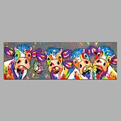 cheap Animal Paintings-Oil Painting 100% Handmade Hand Painted Wall Art On Canvas Colorful Cattles Animal Series Modern Abstract Home Decoration Decor Rolled Canvas No Frame Unstretched 150*50cm