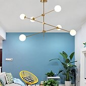 abordables Lustres style Spoutnik-6 lumières 100 cm Lustre Métal Verre Spoutnik Doré Finitions Peintes contemporain Artistique 110-120V 110-240 V