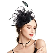 abordables Tocados-Fascinadores Tocado de Tul Fiesta de Té Carreras de Caballos Día de Damas Elegante Retro con Tocado de Flor y Pluma vestido para impresionar vestido para el día de carreras