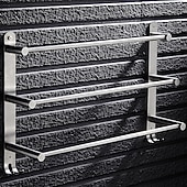 cheap Towel Bars-3-Tier Towel Rail with Hooks for Bathroom Wall Mounted Stainless Steel Towel Bar Brushed Nickel Towel Rack Rustproof Towel Bar 40/50/60CM(Silvery)
