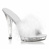 cheap Platform Heels-Women&#039;s Clear High Heel Sandals with Fluffy Faux Fur Strap – Perfect for Parties, Night Outs, and Special Occasions
