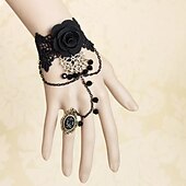 cheap Accessories and More-Vintage Bracelet Ring Lace Bracelet / Slave Bracelet Resizable Ring Lolita Jewelry Lolita Accessories Gothic Lolita Princess Floral Lace Alloy For NANA Cosplay Women&#039;s Girls&#039; Costume Jewelry