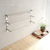 abordables Barres repose-serviettes-Porte-serviettes Porte-serviettes de bain à 3 niveaux, acier inoxydable, montage mural, finition polie miroir, haute qualité