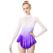 cheap Figure Skating Dresses-Figure Skating Dress Women's Girls' Ice Skating Dress Outfits Yan pink Golden yellow Violet Halo Dyeing Spandex Stretch Yarn Lace High Elasticity Professional Competition Skating Wear Handmade Fashion