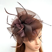 economico Fascinator-fascinators piuma/rete cappello derby kentucky/copricapo con piume/floreale/fiore 1 pezzo matrimonio/occasione speciale/copricapo tea party