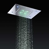 cheap Luxury Ceiling Shower-500*360 Chrome/3- Color LED Bathroom Faucets Rain Mixer Complete with Stainless Steel Rainfall Shower Head Ceiling Mounted Color Change By Water Temperature, Hydor Power, No Battery Needed