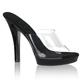 billige Plattformhæler-Dame Høye hæler Tresko &amp; Tøfler Jelly Sandaler Sexy sko Klare sko Fest Daglig Fest / aften Helfarge Ensfarget Sommer Plattform Høy Hæl Høyhælte Titte Tå Sexy Klassisk minimalisme PVC Tøfler Svart
