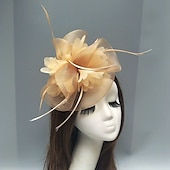 economico Fascinator-fascinators piuma/rete cappello derby kentucky/copricapo con piume/floreale/fiore 1 pezzo matrimonio/occasione speciale/copricapo tea party