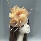 economico Fascinator-fascinators piuma/rete cappello derby kentucky/copricapo con piume/floreale/fiore 1 pezzo matrimonio/occasione speciale/copricapo tea party
