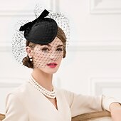 お買い得  ファシネーター-チュール / ウール100％ ケンタッキーダービーハット / 帽子 ととも​​に リボン 1個 結婚式 / パーティー／フォーマル かぶと