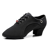economico Scarpe da ballo allenamento-Per donna Scarpe per balli latini Liscio Fai pratica con le scarpe da ballo Line Dance Prestazioni Feste Da allenamento Con lacci Stringate Fondo a due punte Tacco spesso Con lacci intrecciali Nero