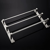 cheap Towel Bars-3-Tier Towel Rail with Hooks for Bathroom Wall Mounted Stainless Steel Towel Bar Brushed Nickel Towel Rack Rustproof Towel Bar 40/50/60CM(Silvery)