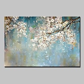 cheap Floral/Botanical Paintings-Oil Painting Hand Painted Horizontal Abstract Floral / Botanical Modern Stretched Canvas