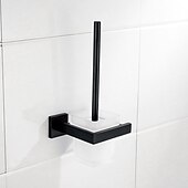 cheap Toilet Brush Holder-Toilet Brush with Holder, Stainless Steel Wall Mounted Rubber Painted Toilet Bowl Brush and Holder for Bathroom
