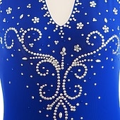 cheap Figure Skating Dresses-Figure Skating Dress Women's Girls' Ice Skating Dress Black White Yellow Patchwork Open Back Mesh Spandex High Elasticity Practice Competition Skating Wear Jeweled Rhinestone Sleeveless Ice Skating
