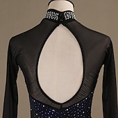 billiga tävlingsklänning-dans salsa latinsk dansklänning kristaller / strass damprestanda långärmad spandex