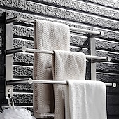 cheap Towel Bars-3-Tier Towel Rail with Hooks for Bathroom Wall Mounted Stainless Steel Towel Bar Brushed Nickel Towel Rack Rustproof Towel Bar 40/50/60CM(Silvery)