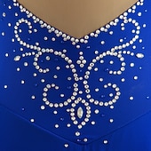 cheap Figure Skating Dresses-Figure Skating Dress Women's Girls' Ice Skating Dress Black White Yellow Patchwork Open Back Mesh Spandex High Elasticity Practice Competition Skating Wear Jeweled Rhinestone Sleeveless Ice Skating