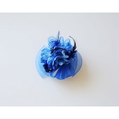 preiswerte Fascinator-Fascinators Kopfbedeckung Feder Netz Hochzeit Teeparty Pferderennen Damen Tag Cocktail Vintage Stil Elegant mit floralen Kopfschmuck Kopfbedeckung um zu beeindrucken Rennrenntag Kleid